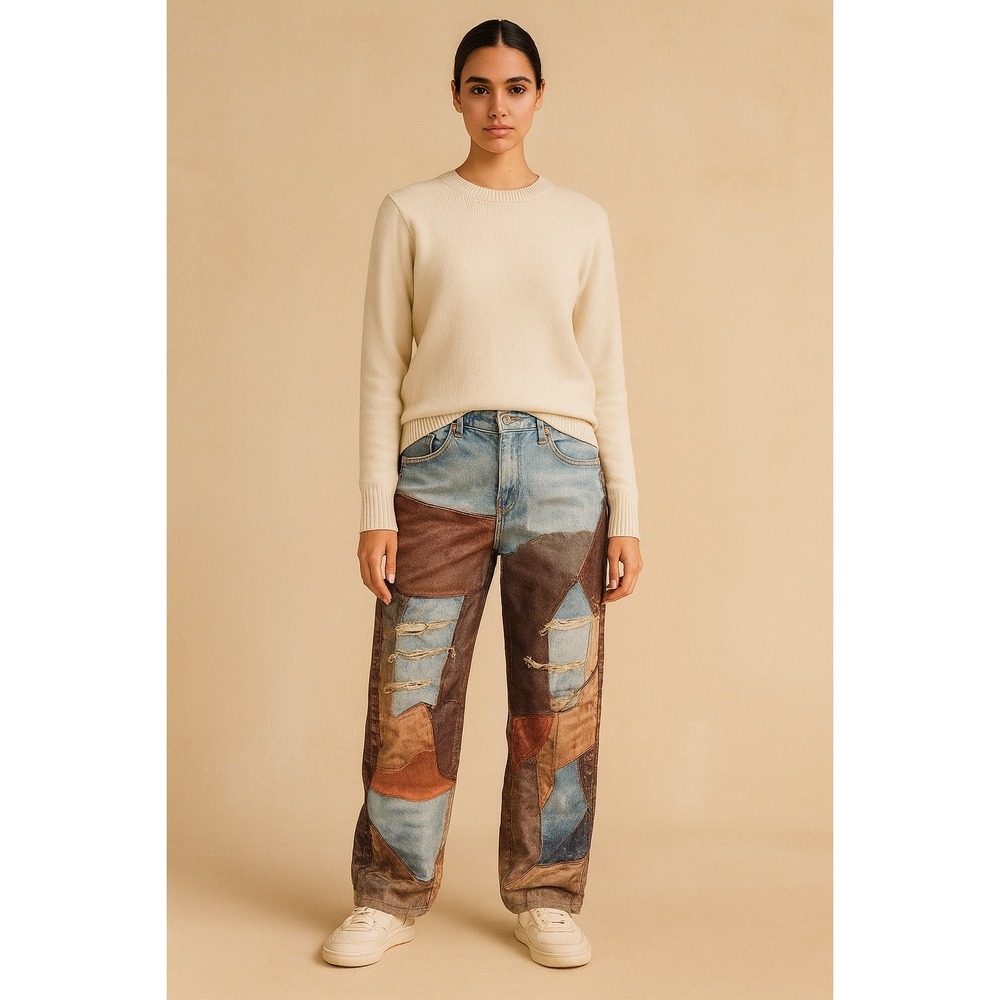 Micas Wide-leg pants with buttons and color blocking size S
